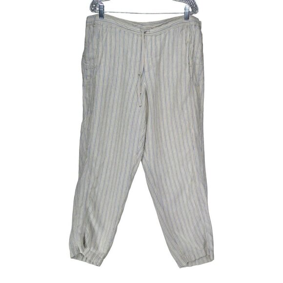 J Jill Love Linen Pull on Pants Size XL Straight Leg Drawstring Pockets Boho - Picture 1 of 12